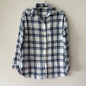 Old Navy Blue Plaid Flannel Boyfriend Shirt
